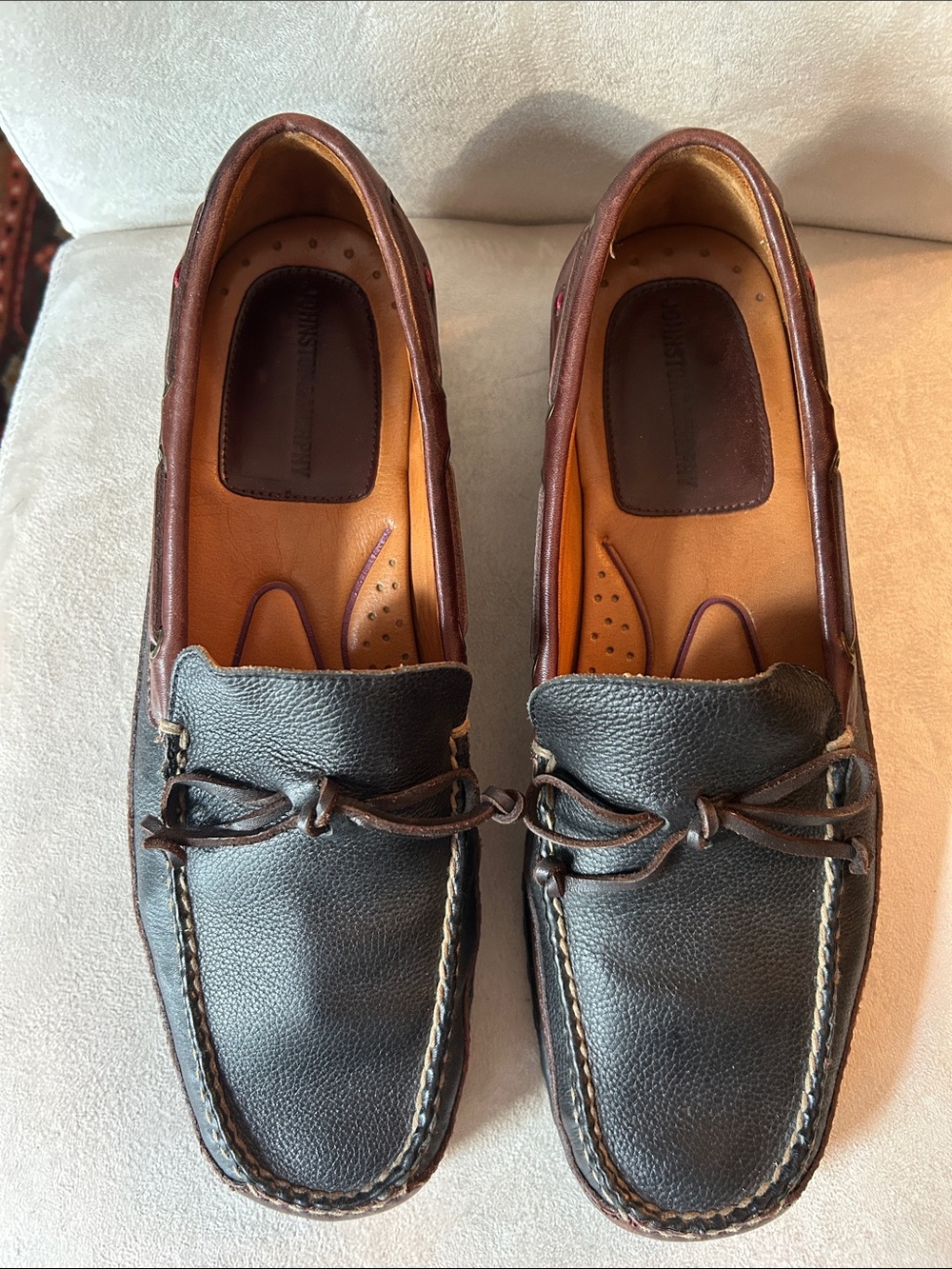 Johnston & Murphy Black and Brown Leather Driving Loafers